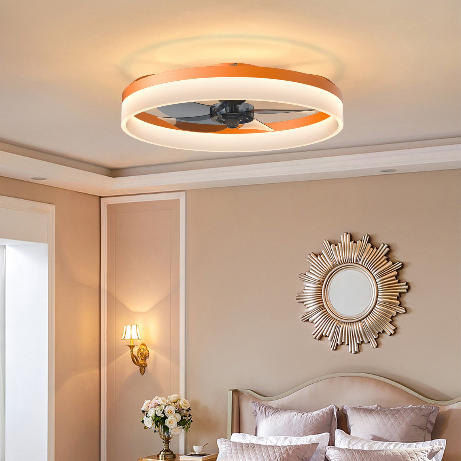 Ceiling Fans With Lights Dimmable Led Embedded Installation Of Thin Modern Ceiling Fans Orange Orange Modern Abs