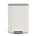 13 Gallon 50L Kitchen Foot Pedal Operated Soft Close Trash Can Stainless Steel Ellipse Bustbin White White Steel