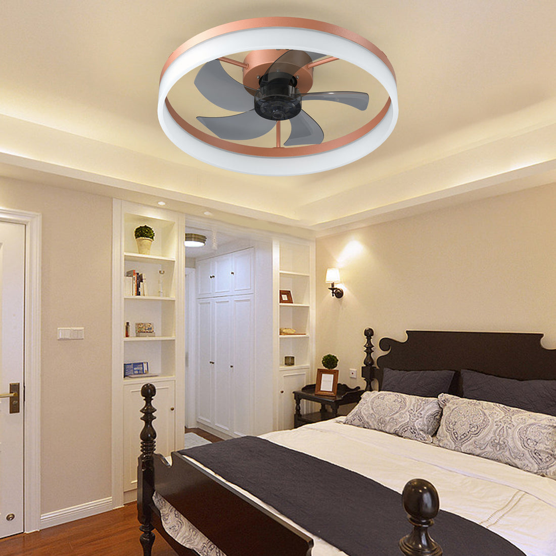 Ceiling Fans With Lights Dimmable Led Embedded Installation Of Thin Modern Ceiling Fans Rose Gold Rose Gold Modern Abs