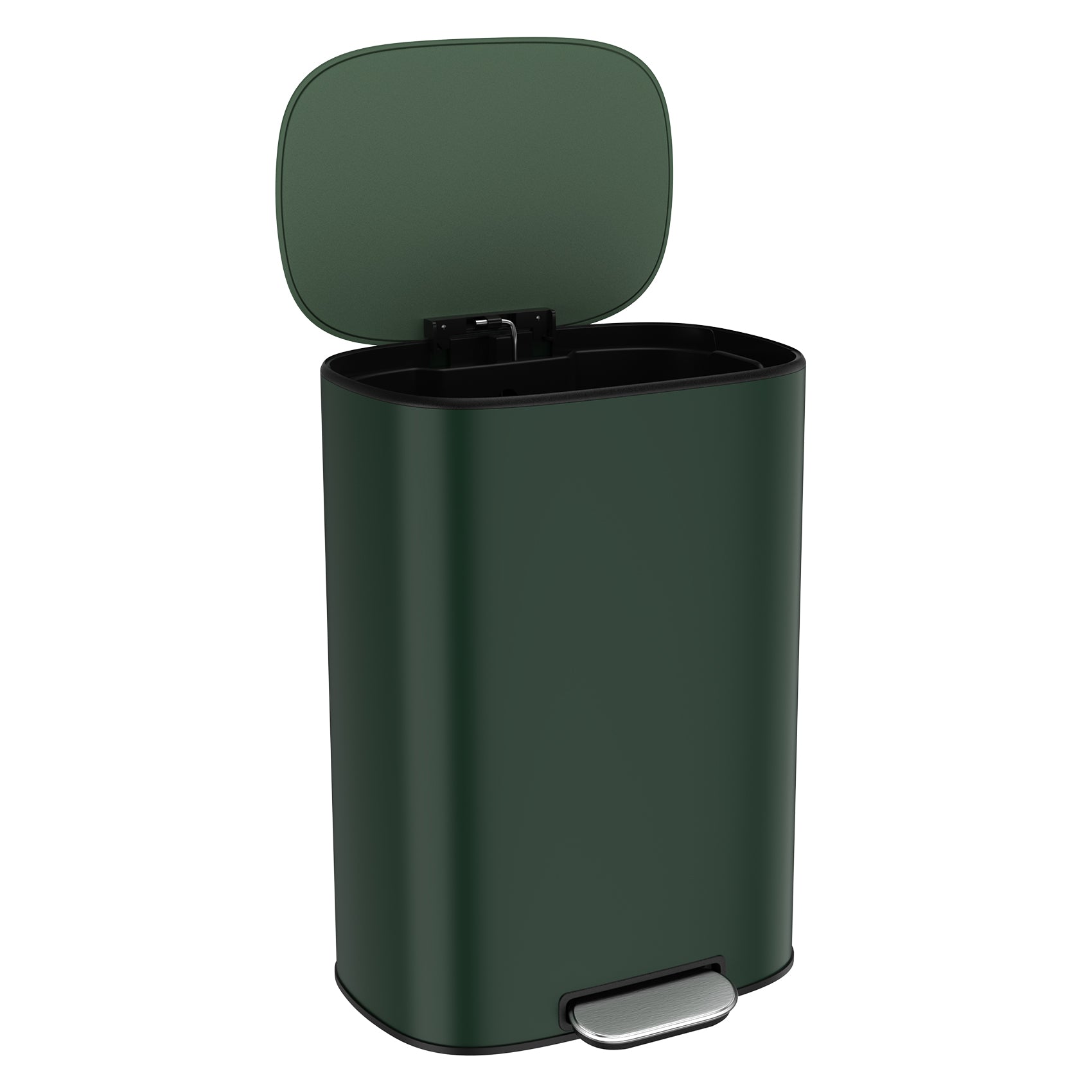 13 Gallon 50L Kitchen Foot Pedal Operated Soft Close Trash Can Stainless Steel Ellipse Bustbin Green Green Steel