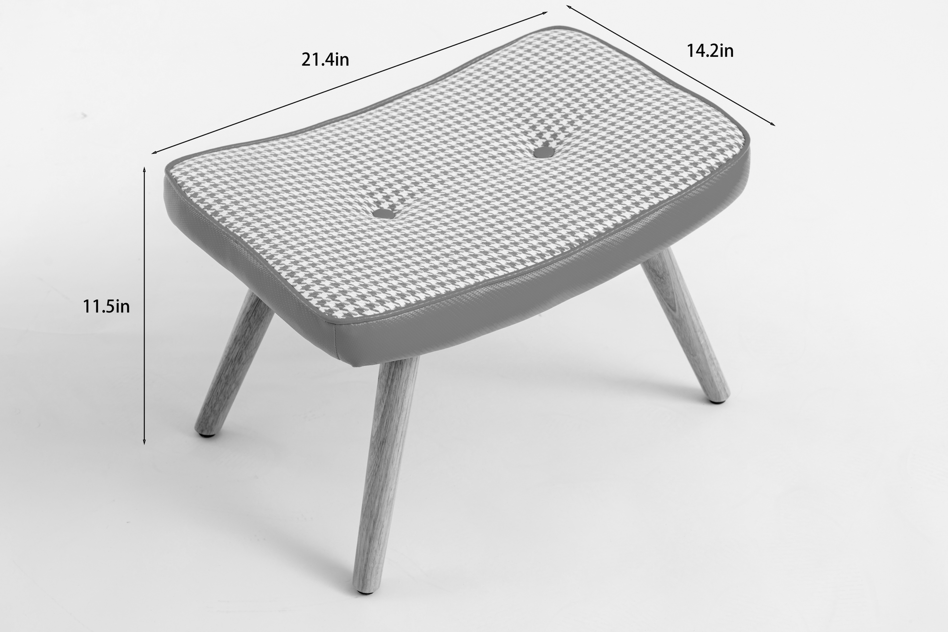 Wooden Step Ottoman,Wooden Step Stool For Adults,Square Cushion Foot Stool,Small Stool With Non Slip Pad,Wood Stool Suitable For Bedroom, Living Room And Kitchen Light Grey Light Gray Foam Linen