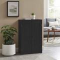 Bathroom Storage Cabinet Freestanding Wooden Floor Cabinet With Adjustable Shelf And Double Door Black Black Mdf