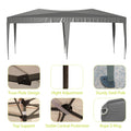 10'X20' Ez Pop Up Canopy Outdoor Portable Party Folding Tent With 6 Removable Sidewalls Carry Bag 6 Pcs Weight Bag Beige Grey Gray Square Screens Included Umbrellas Portable Metal