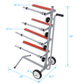 Global Mobile Tree Style Masking Paper Machine Station, Stand Holds Multiple Rolls Red Steel