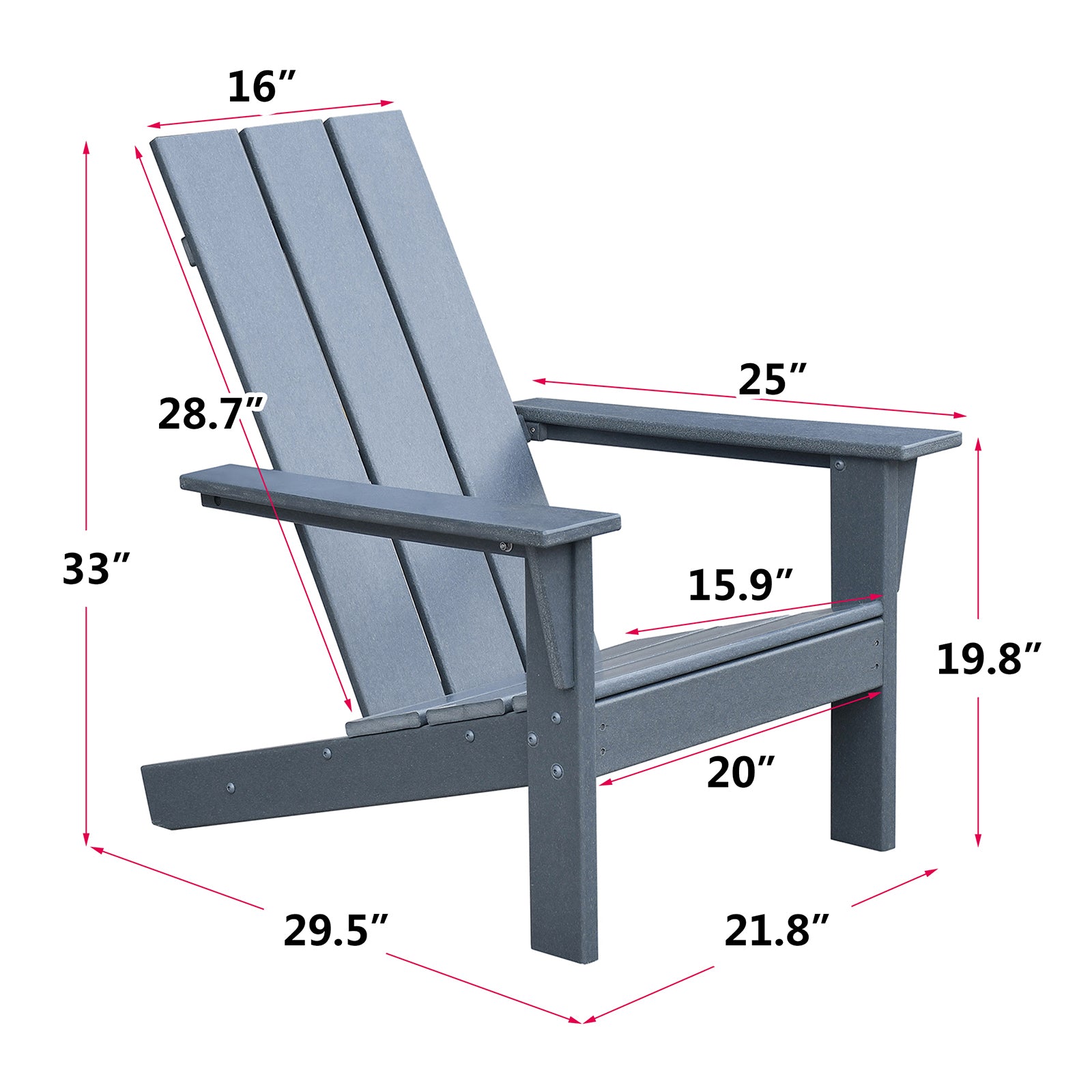 Outdoor Adirondack Chair For Relaxing, Hdpe All Weather Fire Pit Chair, Patio Lawn Chair For Outside Deck Garden Backyardf Balcony, Grey Dark Grey Uv Resistant Frame Garden & Outdoor Beach,Modern Complete Patio Sets Hdpe