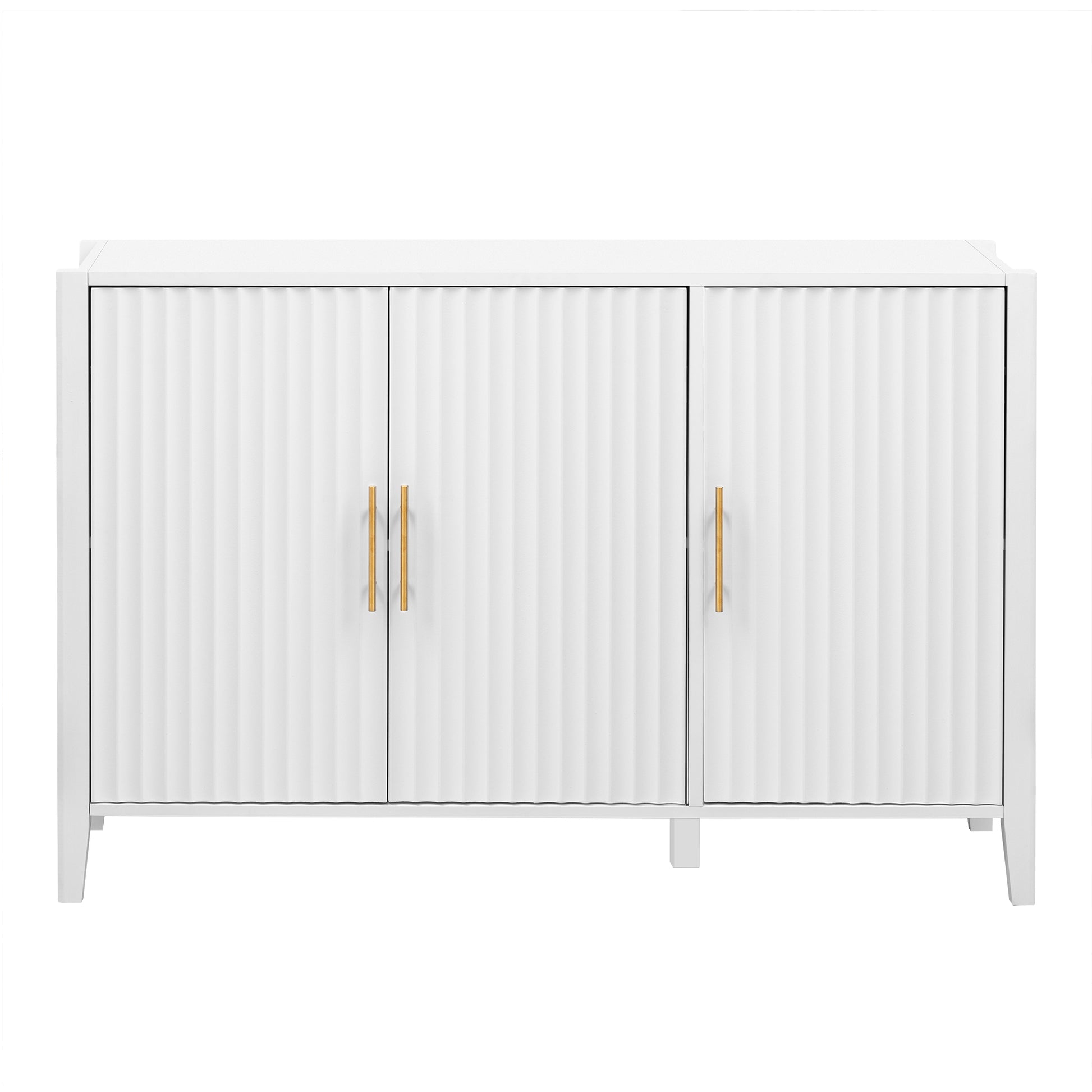 Featured Three Door Storage Cabinet With Metal Handles, Suitable For Corridors, Entrances, Living Rooms, And Study Rooms 1 2 Shelves White Primary Living Space Shelves Included American Design Mdf