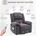 Massage Recliner,Power Lift Chair For Elderly With Adjustable Massage And Heating Function,Recliner Chair With Infinite Position And Side Pocket For Living Room ,Gray Gray Foam Corduroy