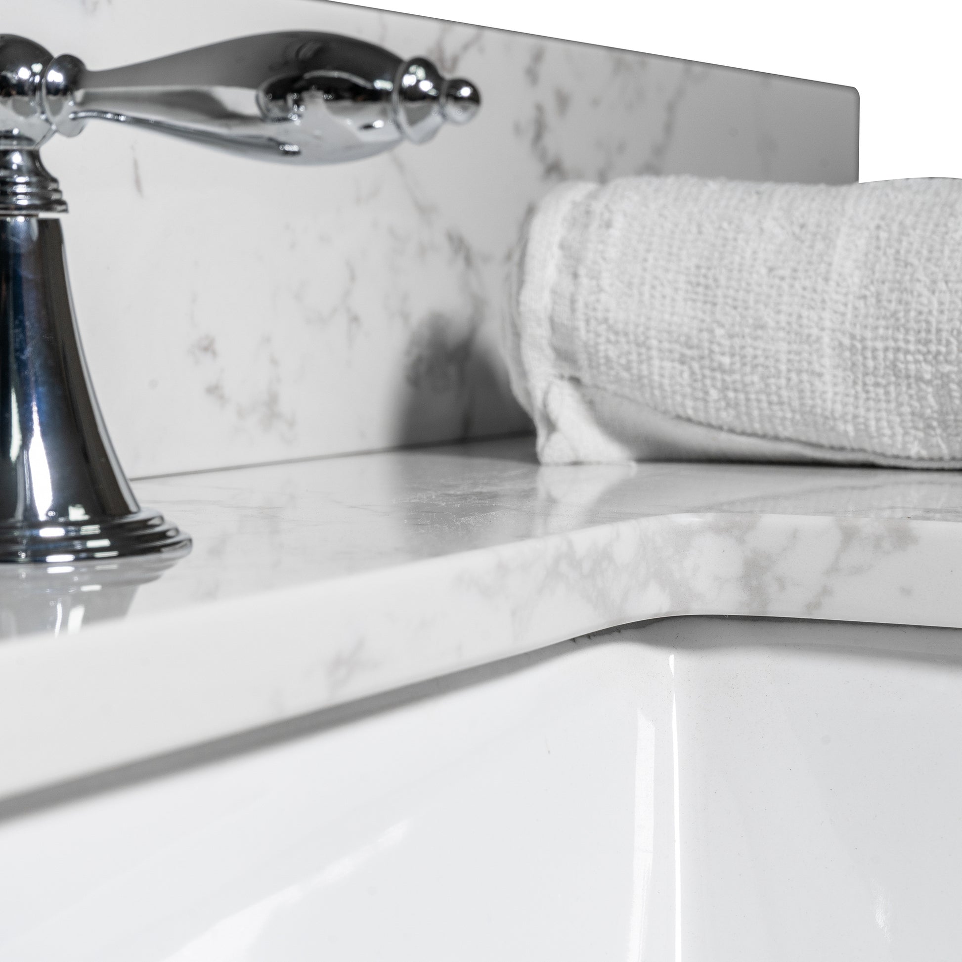 43X22 Bathroom Stone Vanity Top Engineered Stone Carrara White Marble Color With Rectangle Undermount Ceramic Sink And 3 Faucet Hole With Back Splash . Gray Stone