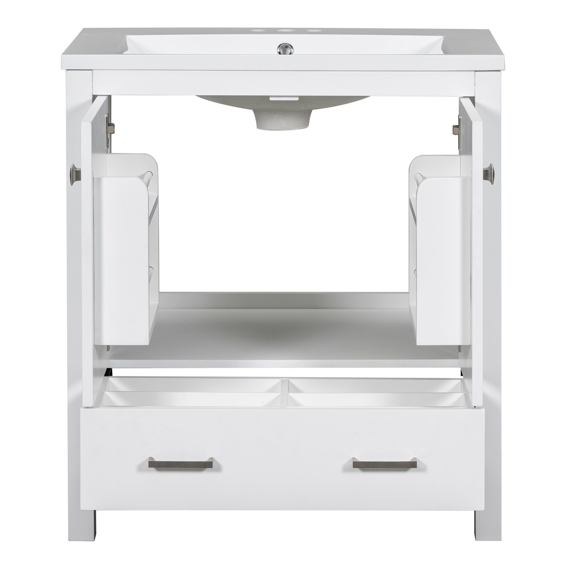 30" White Bathroom Vanity With Single Sink, Combo Cabinet Undermount Sink, Bathroom Storage Cabinet With 2 Doors And A Drawer, Soft Closing, Multifunctional Storage, Solid Wood Frame White Solid Wood Mdf Resin