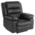 Leather Massage Recliner Chair, Manual Living Room Reclining Sofa Black Faux Leather Manual Handle Metal Primary Living Space Soft Cushion Back Heavy Duty American Traditional,Antique,Classic,Luxury,Mid Century Modern Pillow Top Arms Foam Pu Leather