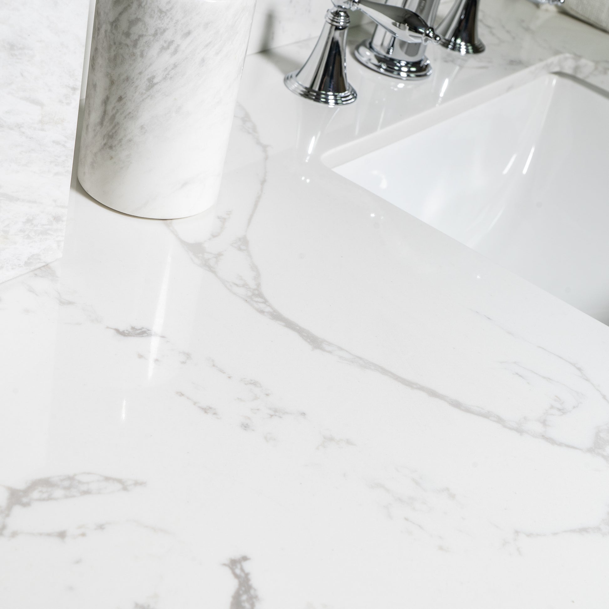 43X22 Bathroom Stone Vanity Top Engineered Stone Carrara White Marble Color With Rectangle Undermount Ceramic Sink And 3 Faucet Hole With Back Splash . Gray Stone