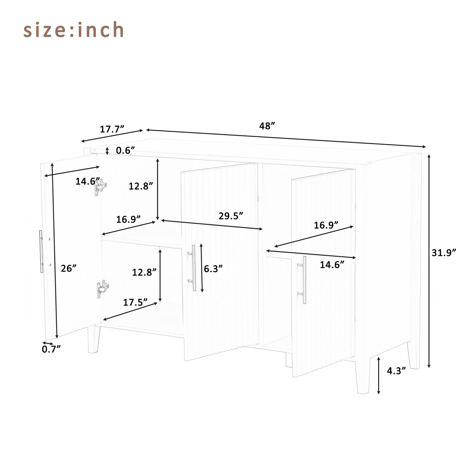 Featured Three Door Storage Cabinet With Metal Handles, Suitable For Corridors, Entrances, Living Rooms, And Study Rooms 1 2 Shelves White Primary Living Space Shelves Included American Design Mdf