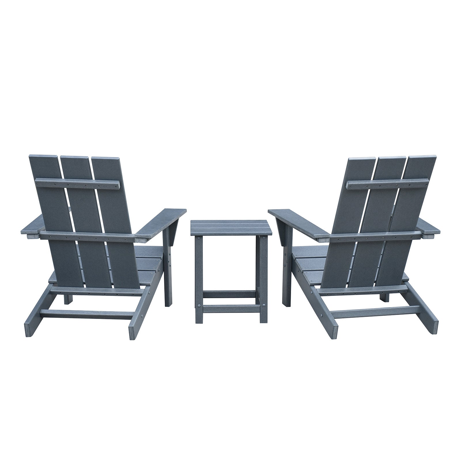 Outdoor Adirondack Chair Set Of 2 And Table Set,Hdpe All Weather Fire Pit Chair, Ergonomic Design Patio Lawn Chair For Outside Deck Garden Backyard Balcony, Grey Dark Grey Uv Resistant Frame Garden & Outdoor Beach,Modern Complete Patio Sets Hdpe