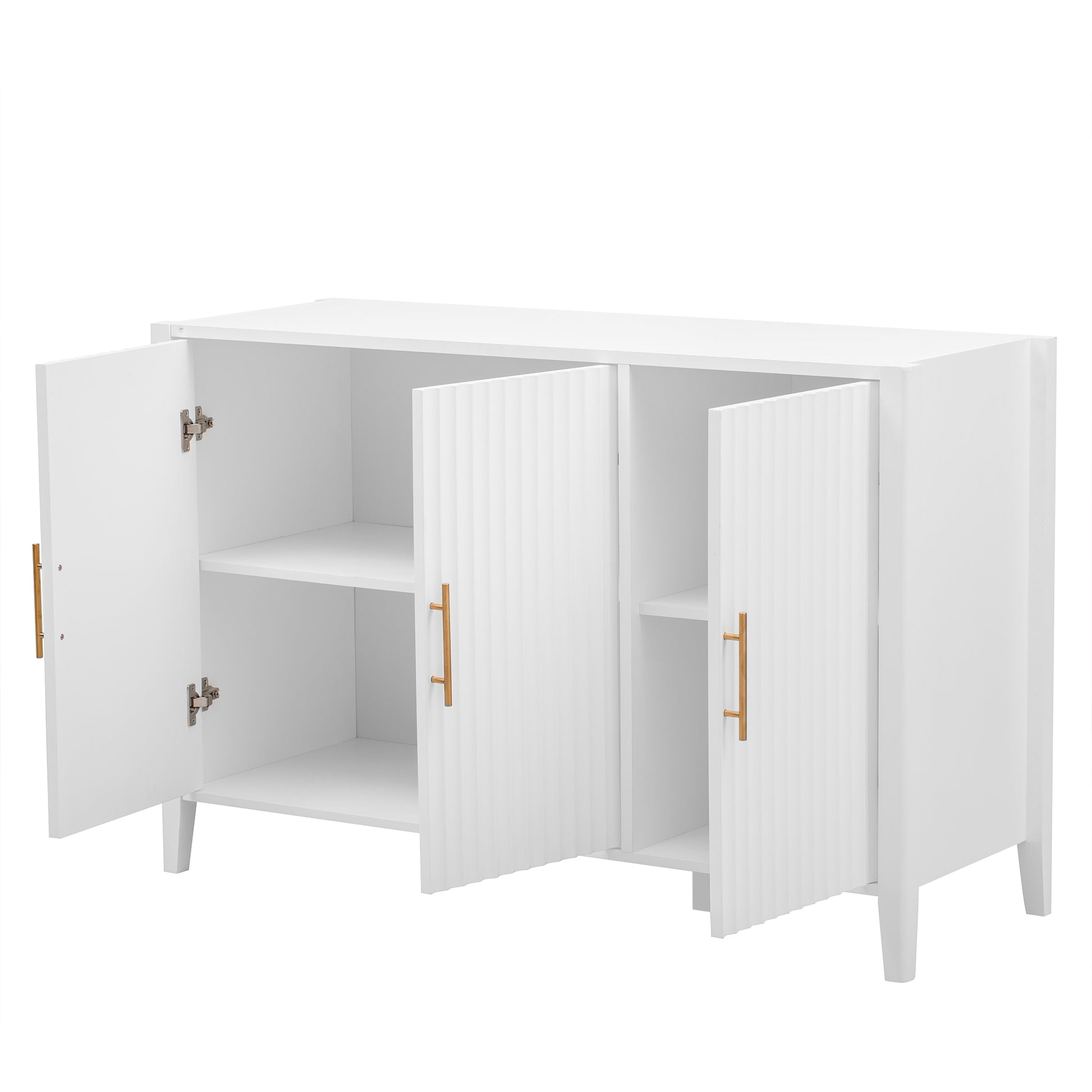 Featured Three Door Storage Cabinet With Metal Handles, Suitable For Corridors, Entrances, Living Rooms, And Study Rooms 1 2 Shelves White Primary Living Space Shelves Included American Design Mdf