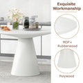 Retro Round Dining Table Minimalist Elegant Table For Living Room, Dining Room Creamy White Creamy White Rubber Wood