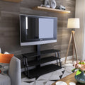 Black Multi Function Angle And Height Adjustable Tempered Glass Tv Stand Black 70 79 Inches Glass