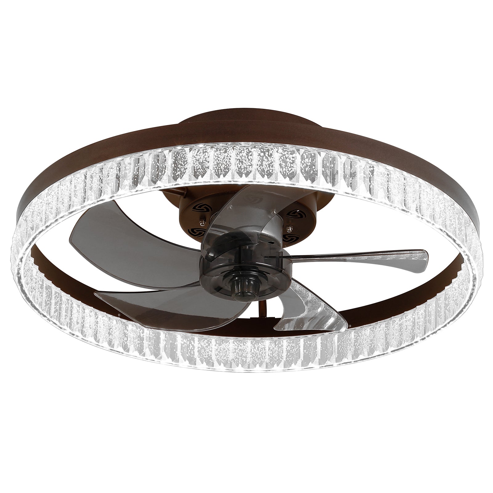Ceiling Fans With Lights, Minimalist Ring Led Chandelier Fan With Remote Control Modern Ceiling Lamp For Bedroom Nursery Living Room Brown Iron