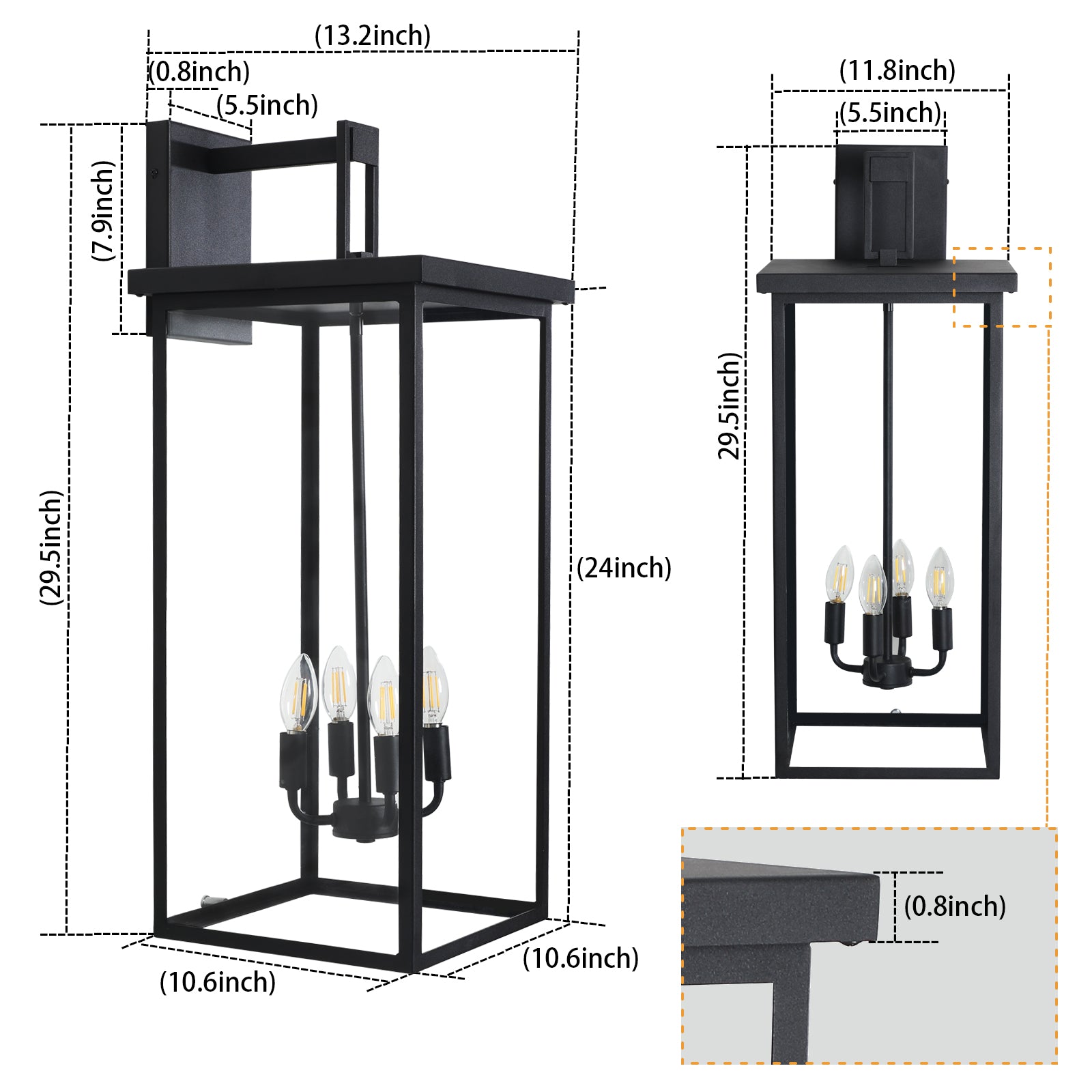 Same As W1340119953 L1014 4 Light Black Outdoor Wall Light No Bulbs Black Modern Glass Iron