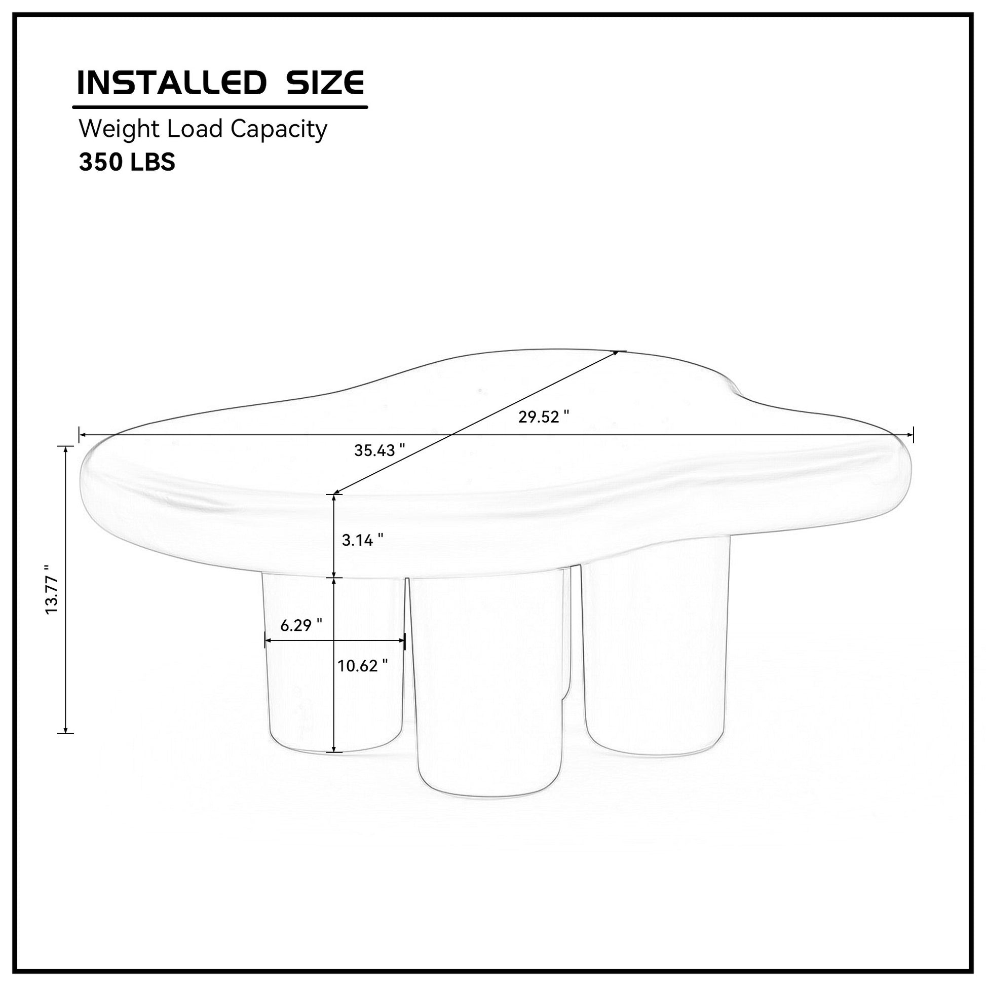 Cute Cloud Coffee Table For Living Room, Black ,35.43Inch Matt Black Primary Living Space Fiberglass