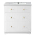 Video 30 Inch Modern White Bathroom Vanity Cabinet With Two Drawers White Mdf