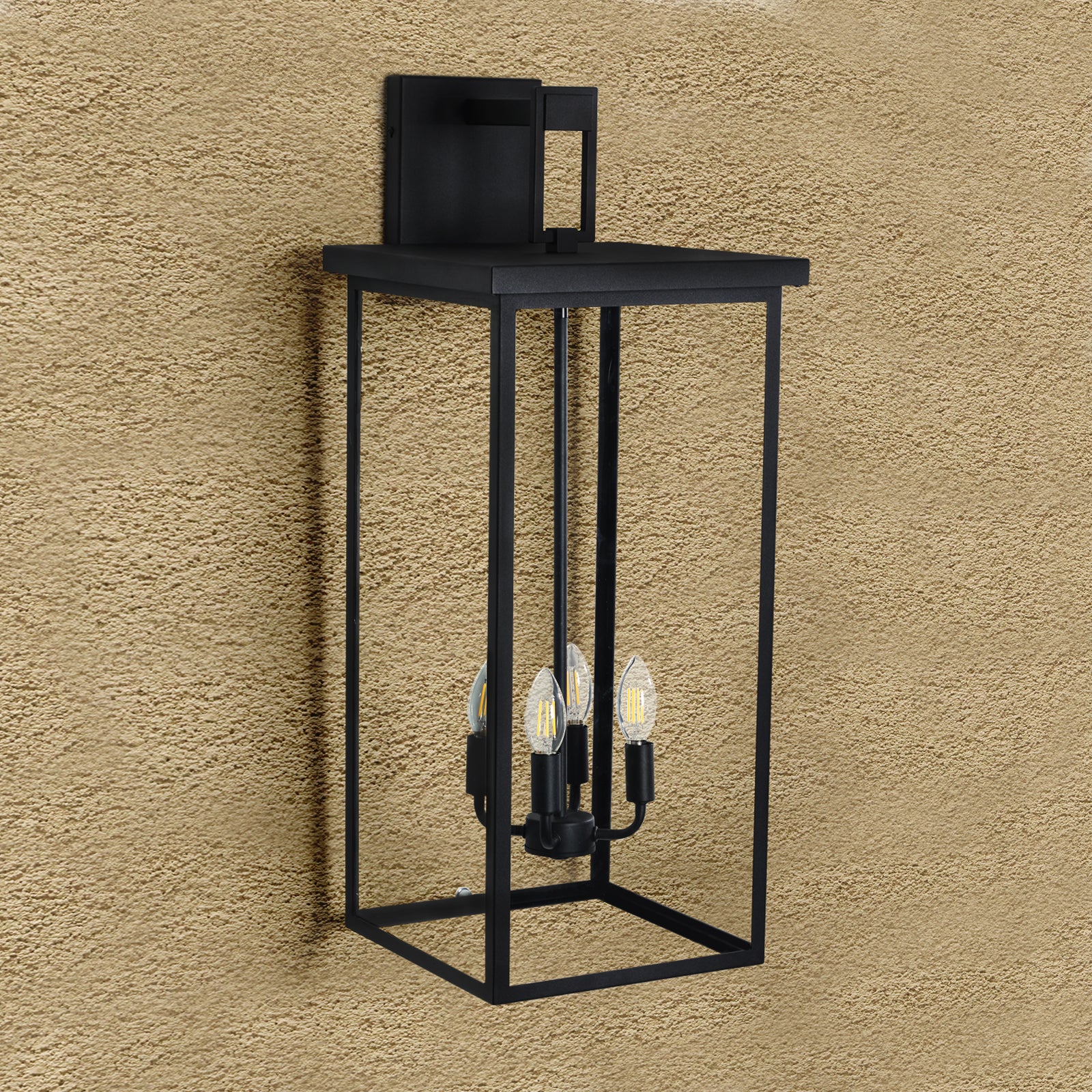 Same As W1340119953 L1014 4 Light Black Outdoor Wall Light No Bulbs Black Modern Glass Iron