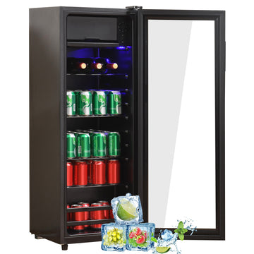 4.5Cu.Ft Mini Fridge, 0.3Cu.Ft Freezer, Up To 94 Cans Of Soda, Beer Or Wine. Silent, High Efficiency And Energy Saving Compressor, Led Lighting, 16.10" 15.70" 43.10", Home, Rv, Apartment, Office, Etc. Black Iron