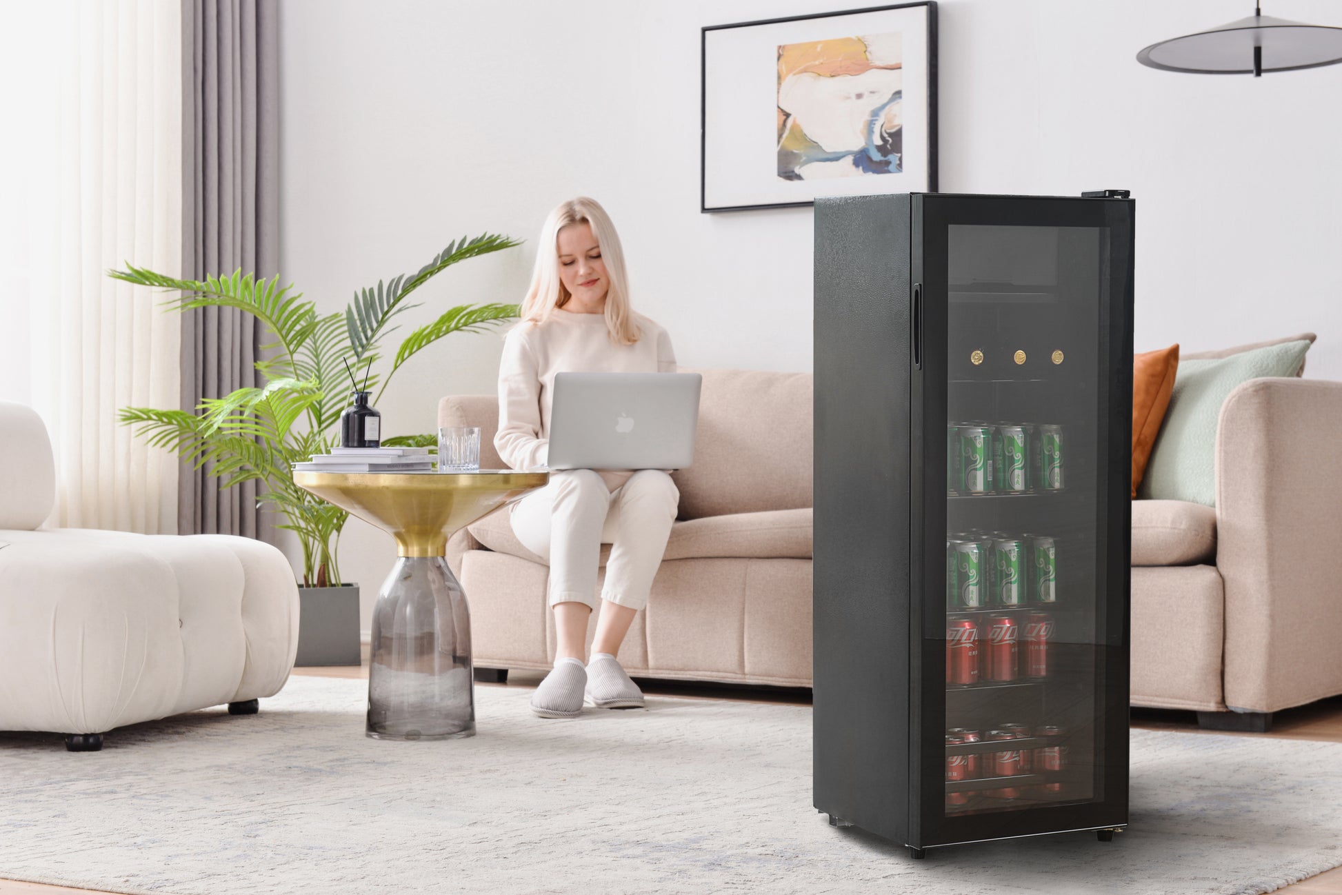 4.5Cu.Ft Mini Fridge, 0.3Cu.Ft Freezer, Up To 94 Cans Of Soda, Beer Or Wine. Silent, High Efficiency And Energy Saving Compressor, Led Lighting, 16.10" 15.70" 43.10", Home, Rv, Apartment, Office, Etc. Black Iron