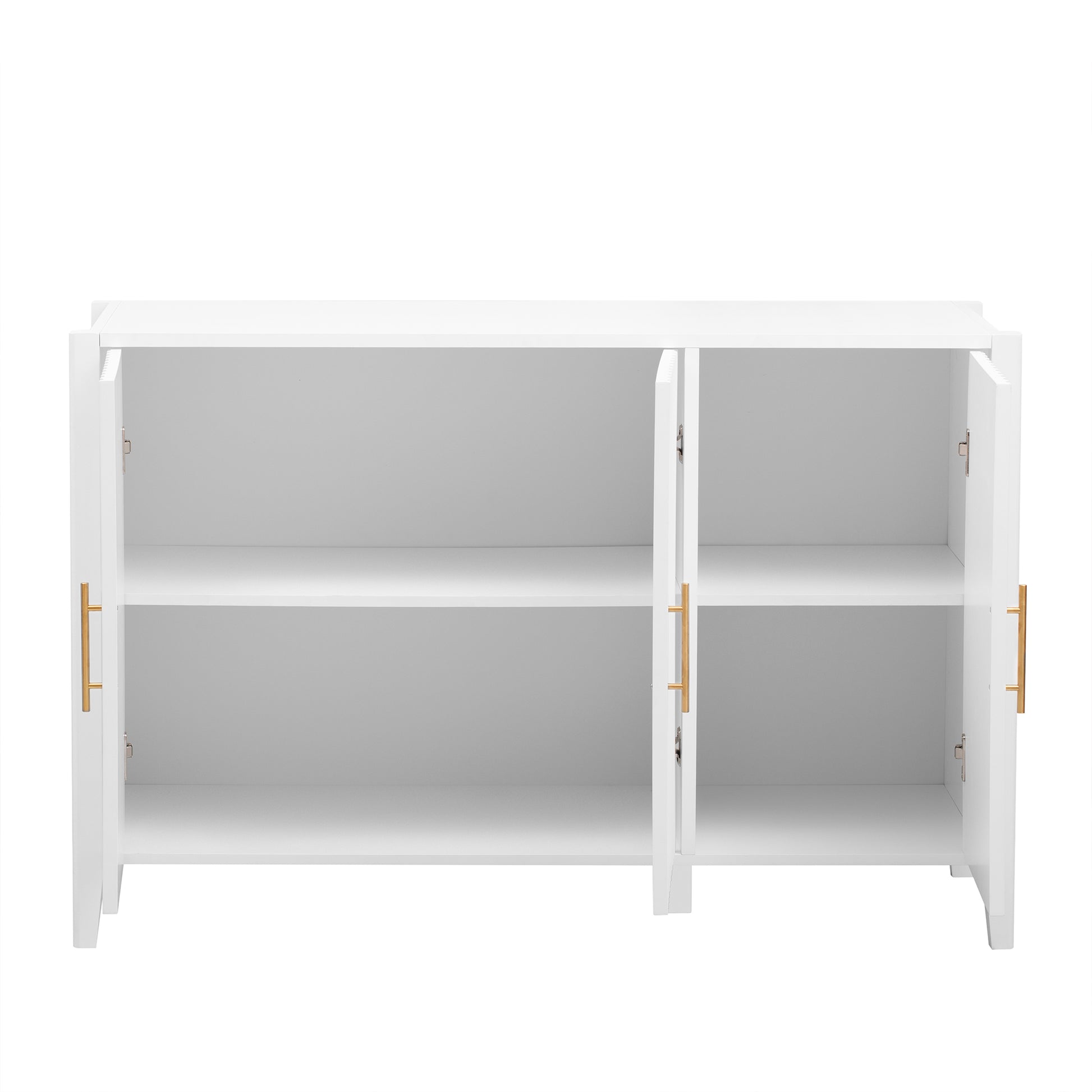 Featured Three Door Storage Cabinet With Metal Handles, Suitable For Corridors, Entrances, Living Rooms, And Study Rooms 1 2 Shelves White Primary Living Space Shelves Included American Design Mdf