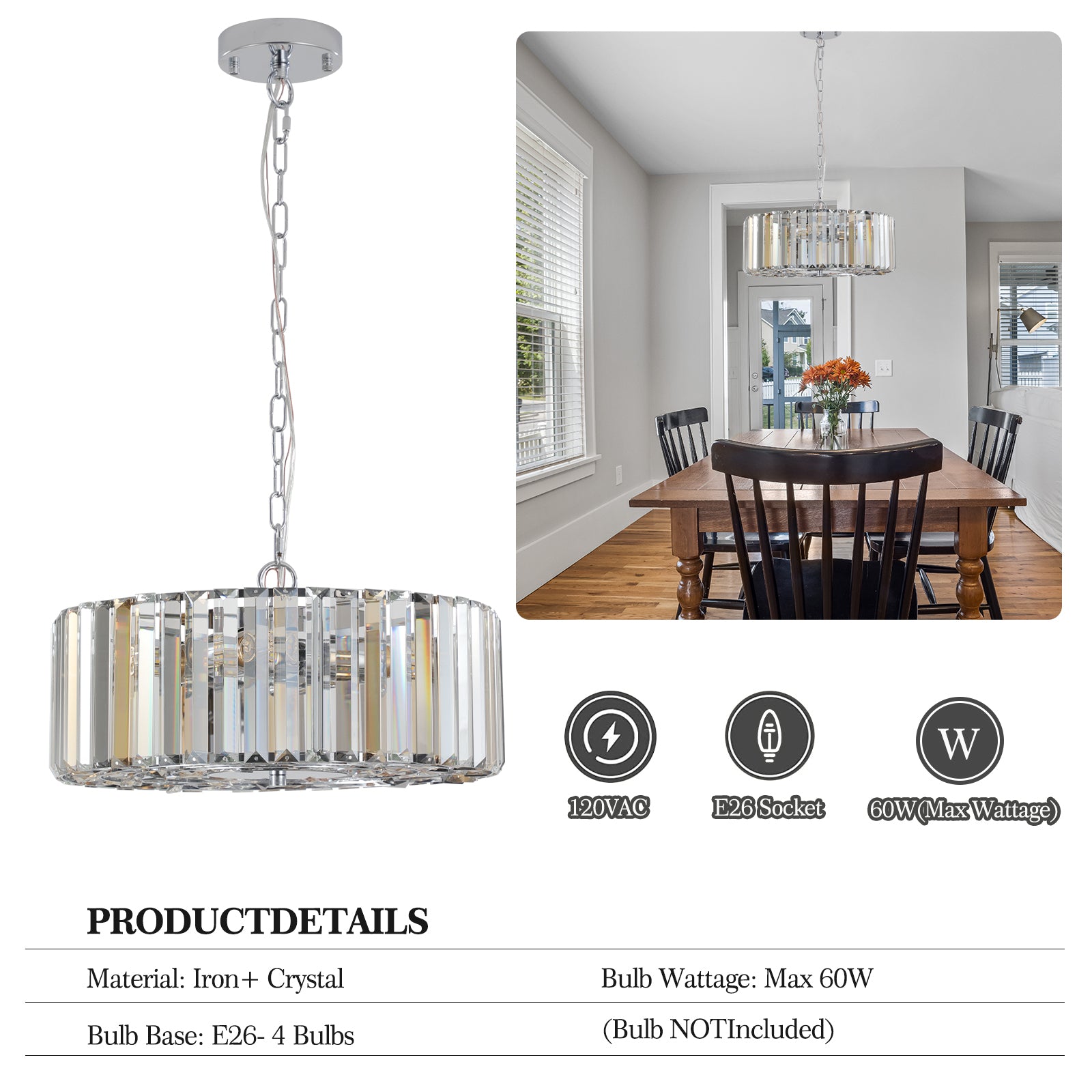 Modern Crystal Chandelier For Living Room Round Cristal Lamp Luxury Home Decor Light Fixture Transparent Modern Crystal