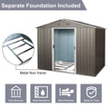 8Ft X 6Ft Outdoor Metal Storage Shed With Floor Base,Gray Sku: W540S00012 Gray Iron