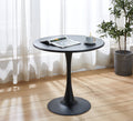 Modern Black Round Dining Table, 31.5'' Diameter Solid Metal Base Coffee Table Black Metal