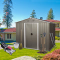 8Ft X 6Ft Outdoor Metal Storage Shed With Floor Base,Gray Sku: W540S00012 Gray Iron