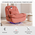 270 Degree Swivel Power Recliner With Voice Control, Bluetooth Music Player,Usb Ports, Atmosphere Lamp, Hidden Arm Storage And Mobile Phone Holder For Living Room, Bedroom, Apartment, Red Red Foam Linen