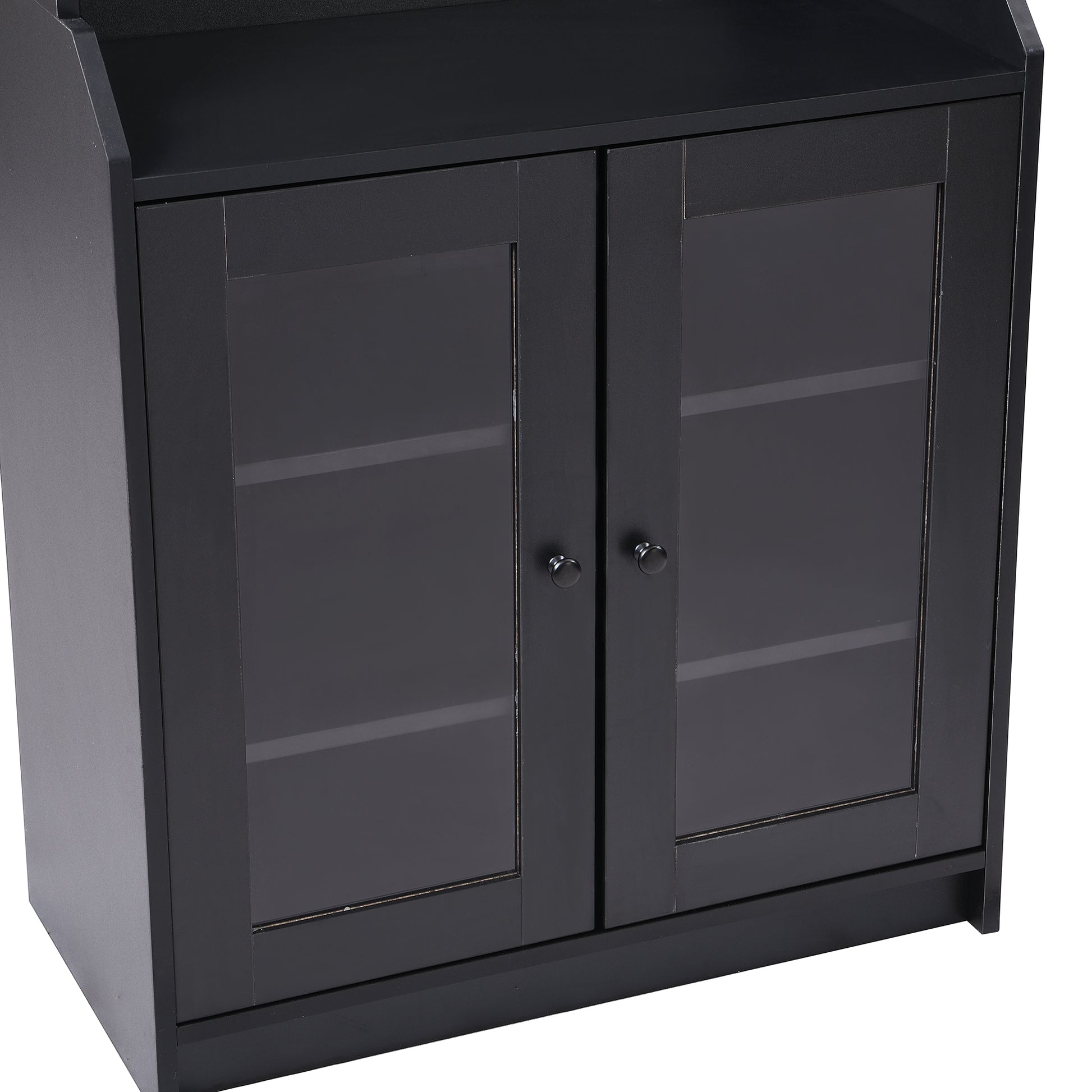 Elegant Tall Cabinet With Acrylic Board Door, Versatile Sideboard With Graceful Curves, Contemporary Bookshelf With Adjustable Shelves For Living Room, Black Freestanding 5 Or More Shelves Black Primary Living Space Open Storage Space Particle Board