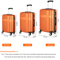 3 Piece Luggage With Tsa Lock Abs, Durable Luggage Set, Lightweight Suitcase With Hooks, Spinner Wheels Cross Stripe Luggage Sets 20In 24In 28In Orange Abs