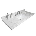 43X22 Bathroom Stone Vanity Top Engineered Stone Carrara White Marble Color With Rectangle Undermount Ceramic Sink And 3 Faucet Hole With Back Splash . Gray Stone