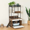 Cat Litter Box Enclosures With Cat Tree Tower, Cat Furniture ,Cat Cabinet White Vintage American Design Particle Board