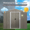 8Ft X 6Ft Outdoor Metal Storage Shed With Floor Base,Gray Sku: W540S00012 Gray Iron