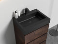 Bb02 24 109, Integrated Engineered Quartz Basin Without Drain And Faucet, Matt Black Color Matt Black Quartz