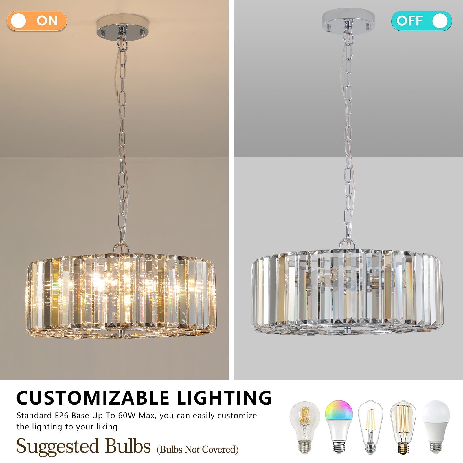 Modern Crystal Chandelier For Living Room Round Cristal Lamp Luxury Home Decor Light Fixture Transparent Modern Crystal