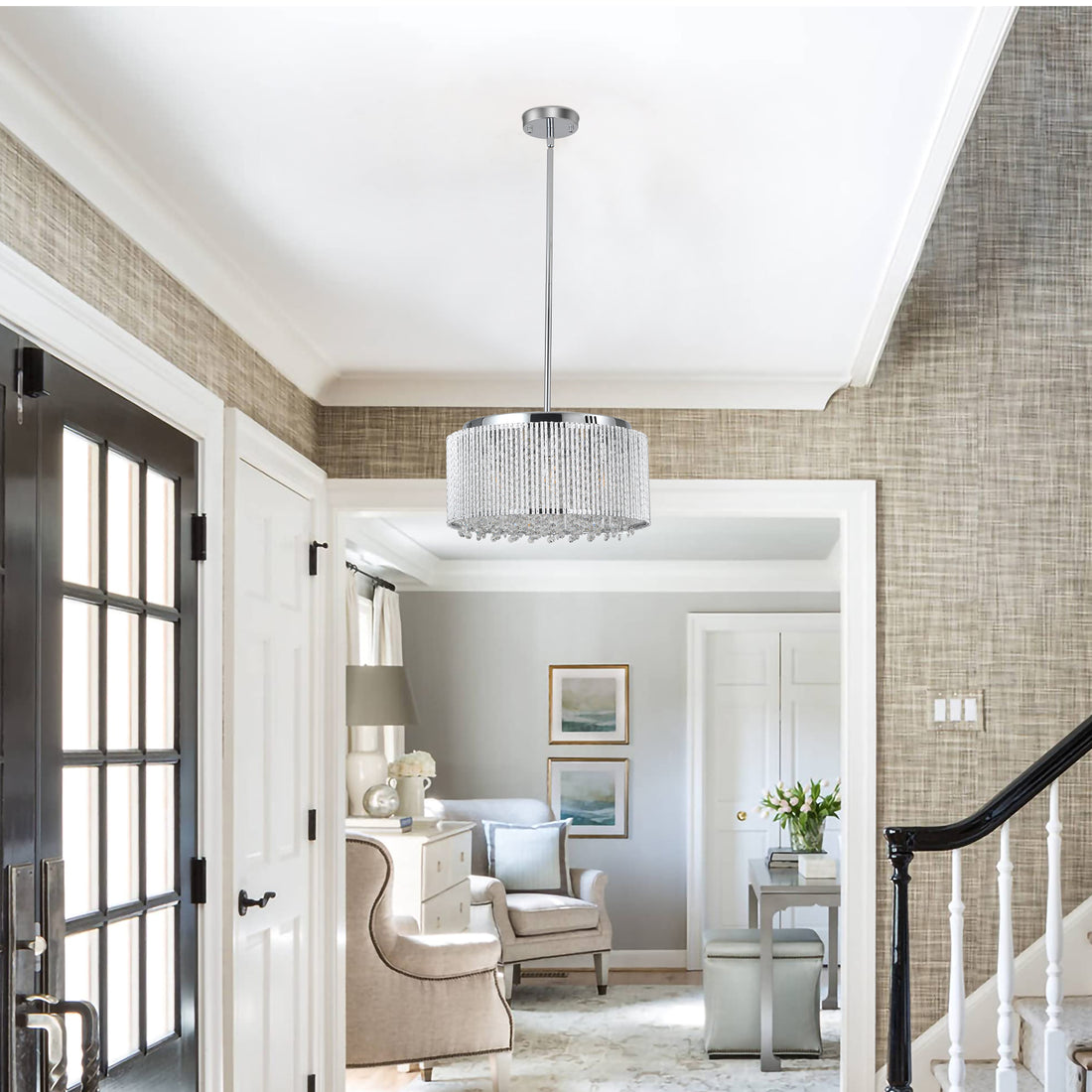 Modern Crystal Chandelier For Living Room Round Cristal Lamp Luxury Home Decor Light Fixture Transparent Modern Crystal