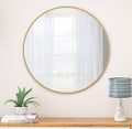 Wall Mirror 36 Inch Gold Circular Mirror Metal Framed Mirror Round Vanity Mirror Dressing Mirror, For Bathroom, Living Room, Bedroom Wall Decor Gold Glass