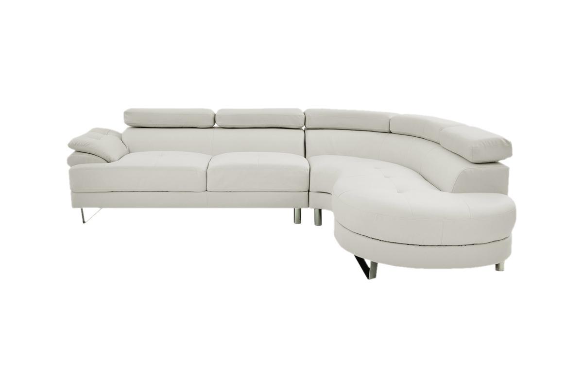 Living Room Furniture Sectional Sofa 2Pc Set White Faux Leather Flip Up Headrest Sofa Chaise White Faux Leather Primary Living Space Contemporary L Shaped Pillow Top Arms Bonded Leather 4 Seat