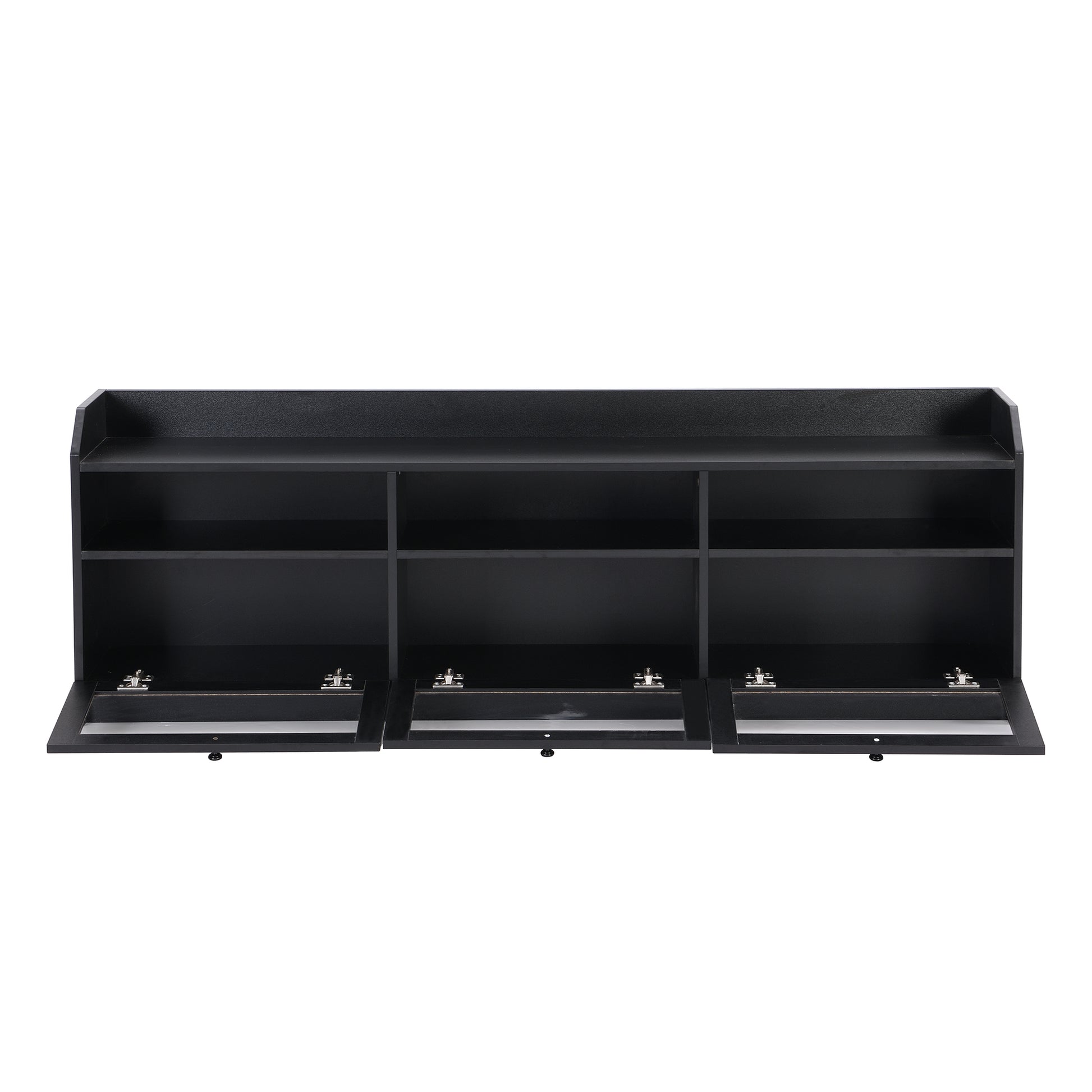 Sleek & Modern Design Tv Stand With Acrylic Board Door, Chic Elegant Media Console For Tvs Up To 65", Large Storage Space Tv Cabinet With Black Handles, Black Black Primary Living Space 60 69 Inches 60 69 Inches 65 Inches Particle Board