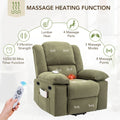 Massage Recliner,Power Lift Chair For Elderly With Adjustable Massage And Heating Function,Recliner Chair With Infinite Position And Side Pocket For Living Room ,Green Green Foam Corduroy