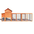 122 Large Wooden Chicken Coop, Hen House With Nest Box ,Wire Fence Poultry Cage Natural Wood