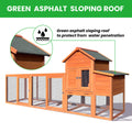 122 Large Wooden Chicken Coop, Hen House With Nest Box ,Wire Fence Poultry Cage Natural Wood