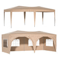 10'X20' Ez Pop Up Canopy Outdoor Portable Party Folding Tent With 6 Removable Sidewalls Carry Bag 6Pcs Weight Bag Beige Beige Metal