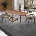 86.61Inch Modern Mid Century Dining Table Rectangular Table Walnut Color Walnut Foam Mdf