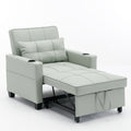Futon Chair Bed Convertible Chair 3 In 1 Pull Out Sleeper Chair Beds With Usb Ports, Wear Resistant And Anti Scratch, Armchair Bed Sleeper For Living Room Green Leather Green Foam Leather 1 Seat